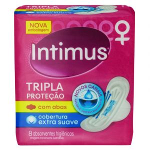 ABSORVENTE INTIMUS EXTERNO SUAVE COM ABAS C/8