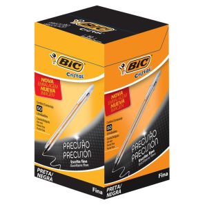 CANETA CRISTAL FINA PRETA DISPLAY C/50