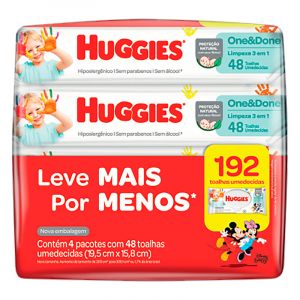 TOALHA UMEDECIDA HUGGIES ONE+DONE 4X48 L+P-