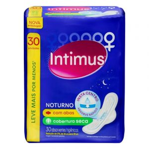 ABSORVENTE FEMININO INTIMUS NOTURNO SECA COM ABAS C/30