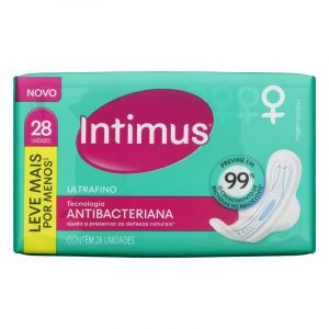 ABSORVENTE FEMININO INTIMUS ULTRA FINO ANTIBAC COM ABAS C/28