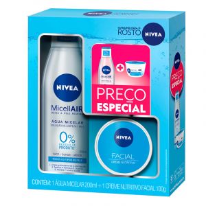 FACIAL AGUA MICELAR SOLUCAO DE LIMPEZA 7X1 200ML + CREME FACIAL NUTRITIVO 100G