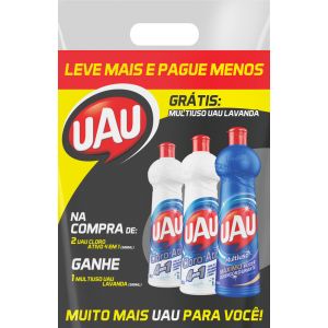 KIT 2 CLORO ATIVO 4X1 500ML GRATIS MULTIUSO UAU LAVANDA 500ML