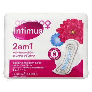 ABSORVENTE INTIMUS EXTERNO SUAVE 2EM1 COM ABAS C/8 