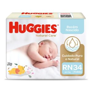 FRALDA HUGGIES NAT CARE MEGA RN C/34