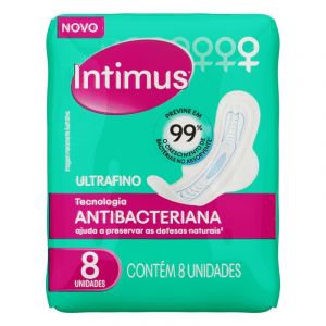ABSORVENTE INTIMUS EXTERNO ULTRA FINO ANTIBAC COM ABAS C/8