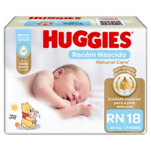 FRALDA HUGGIES NAT CARE JUMBO RN C/18 