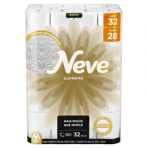 PAPEL HIGIENICO NEVE LEVE32 PAGUE28 NEUTRO FOLHA TRIPLA 20M C/32