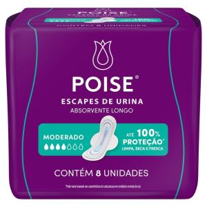ABSORVENTE COM ABAS PARA ESCAPES DE URINA POISE LONGO PACOTE 8 UNIDADES
