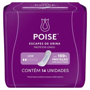 PROTETOR DIARIO SEM ABAS PARA ESCAPES DE URINA POISE LONGO PACOTE 14 UNIDADES