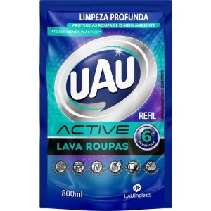 LAVA ROUPAS LIQUIDO UAU ACTIVE REFIL/SACHE 800ML