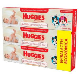 CREME PREVENTIVO DE ASSADURAS INFANTIL HUGGIES SUPREME CARE CAIXA 3 UNIDADES 80G