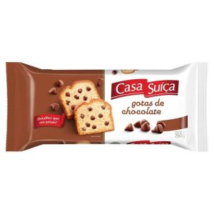 BOLO BAUNILHA COM GOTAS SABOR CHOCOLATE AO LEITE CASA SU??A PACOTE 250G