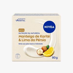 SABONETE EM BARRA VEGETAL MANTEIGA DE KARITE & LIMA DA PERSIA VITAMINA E NIVEA NUTRICAO DA NATUREZA CAIXA 80G