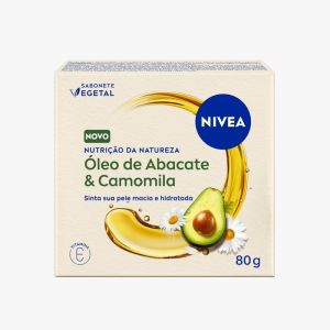 SABONETE EM BARRA VEGETAL ?LEO DE ABACATE & CAMOMILA VITAMINA E NIVEA NUTRI??O DA NATUREZA CAIXA 80G