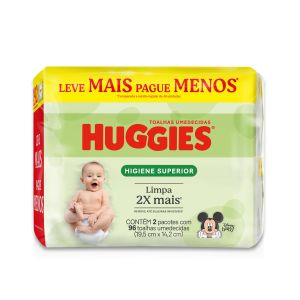 TOALHA UMEDECIDA HUGGIES HIGIENE SUPERIOR L+P- 2X96