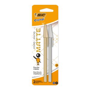 CANETA CRISTAL MATTE OURO/PRATA SM C/2