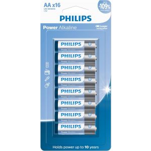PILHA PHILIPS ALCALINA AA 1.5V COM 16 UNIDADES
