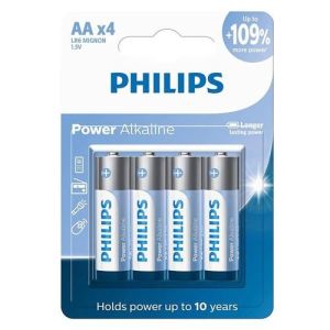 PILHA PHILIPS ALCALINA AA 1.5V COM 4 UNIDADES