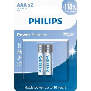 PILHA PHILIPS ALCALINA AAA 1.5V COM 2 UNIDADES