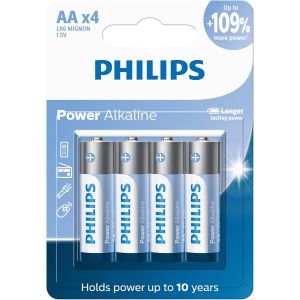 PILHA PHILIPS ALCALINA AAA 1.5V COM 4 UNIDADES