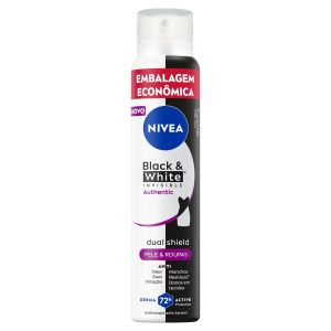 ANTITRANSPIRANTE AEROSSOL NIVEA INVISIBLE BLACK  WHITE AUTHENTIC 200ML SPRAY EMBALAGEM ECON?MICA