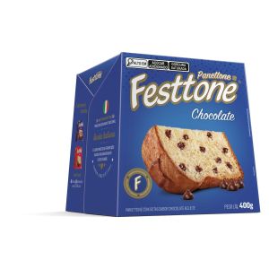 PANETTONE COM GOTAS DE CHOCOLATE AO LEITE FESTTONE CAIXA 400G