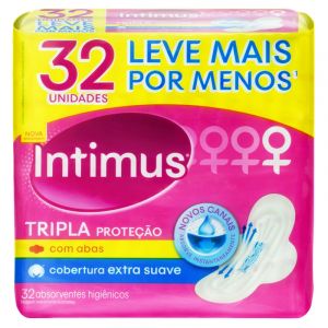 ABSORVENTE INTIMUS EXTERNO SUAVE COM ABAS C/32