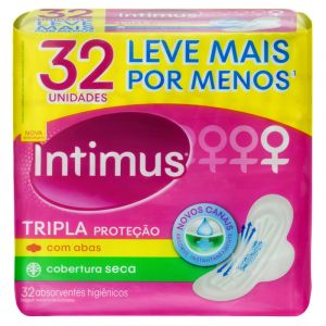 ABSORVENTE INTIMUS EXTERNO SECO COM ABAS C/32