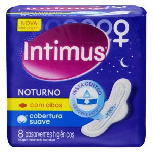 ABSORVENTE INTIMUS EXTERNO NOTURNO SUAVE COM ABAS C/8