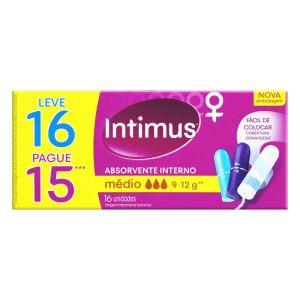 ABSORVENTE INTERNO INTIMUS MEDIO C/16 